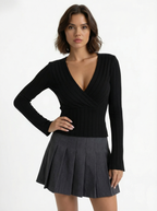 Amelia™ I Luxe Wrap Sweater - Black